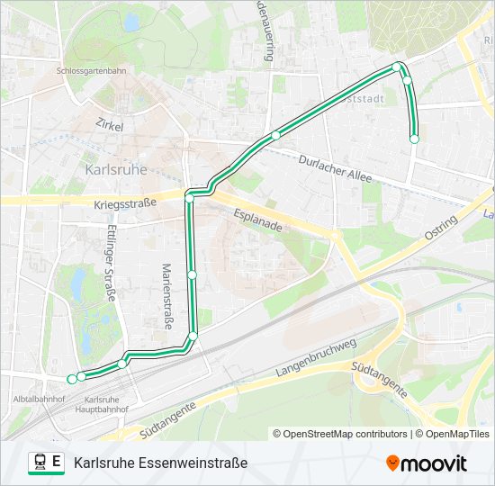 Поезд E: карта маршрута