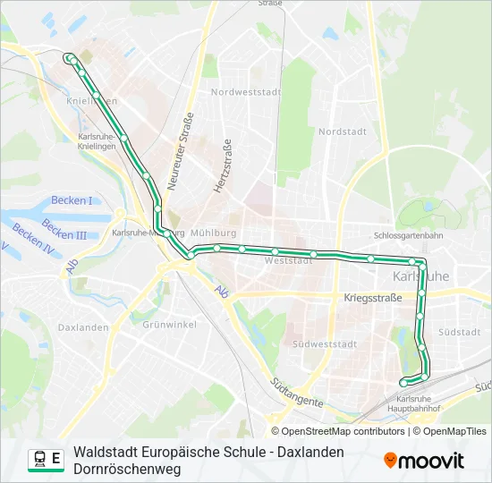 Поезд E: карта маршрута