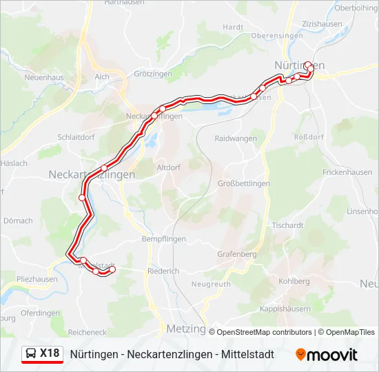 X18 Bus Line Map