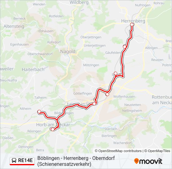 RE14E Bus Line Map