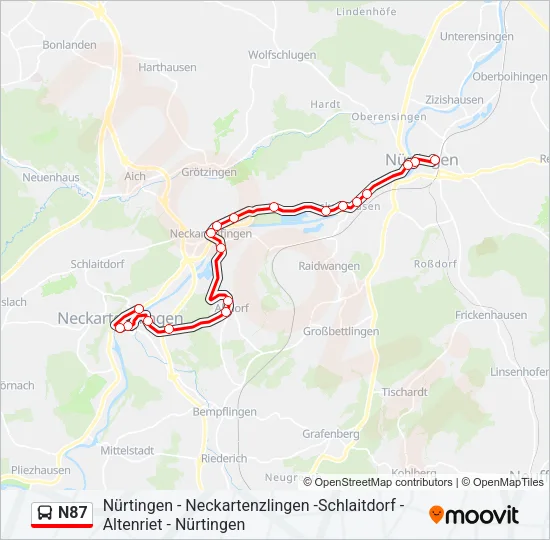 N87 Bus Line Map