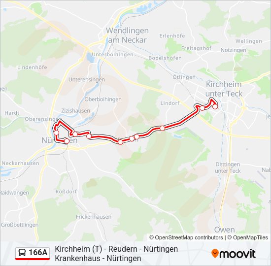 166A Bus Line Map