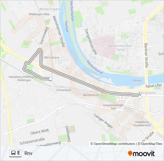 Автобус E: карта маршрута