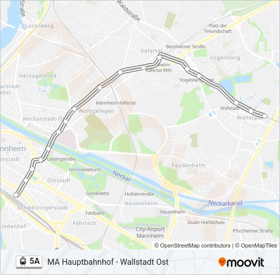 Трамвай 5A: карта маршрута