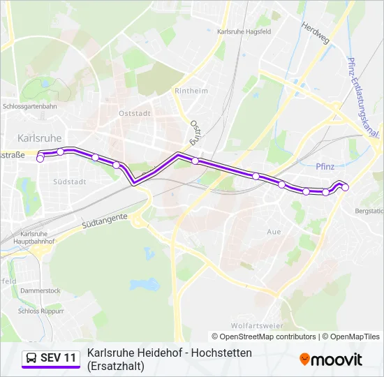 SEV 11 Bus Line Map