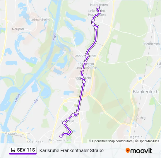 SEV 11S Bus Line Map