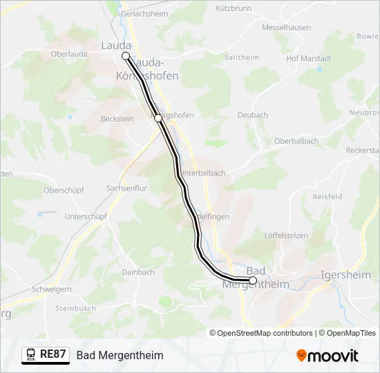 RE87 Train Line Map