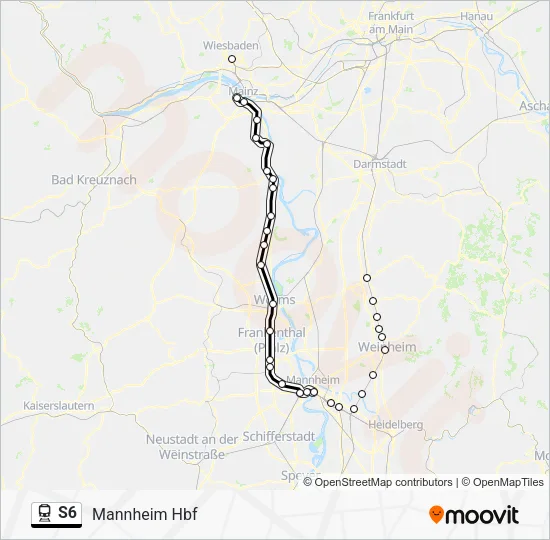 Поезд S6: карта маршрута