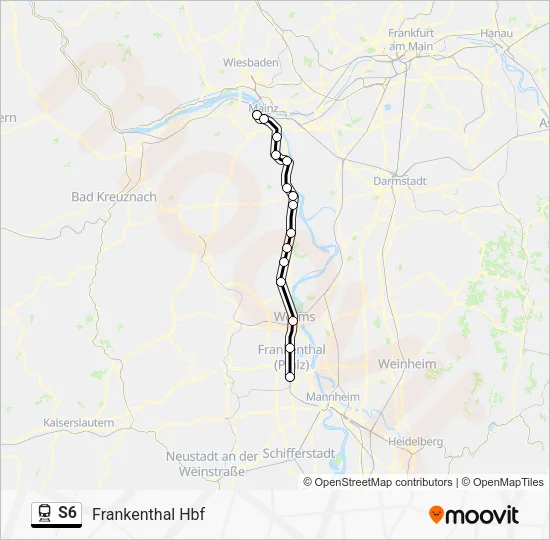 Поезд S6: карта маршрута