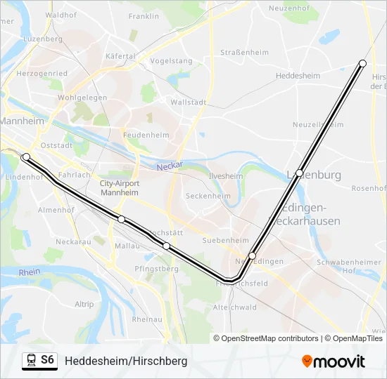 Bahnlinie S6 Karte