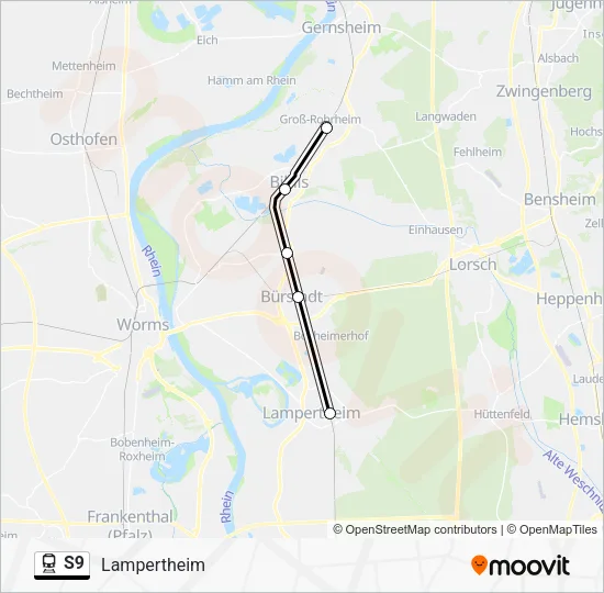 Поезд S9: карта маршрута