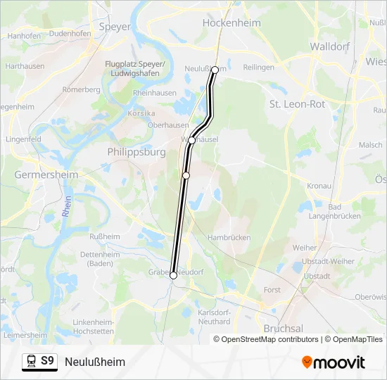 Поезд S9: карта маршрута