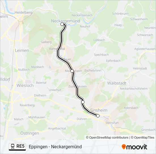 Bahnlinie RE5 Karte