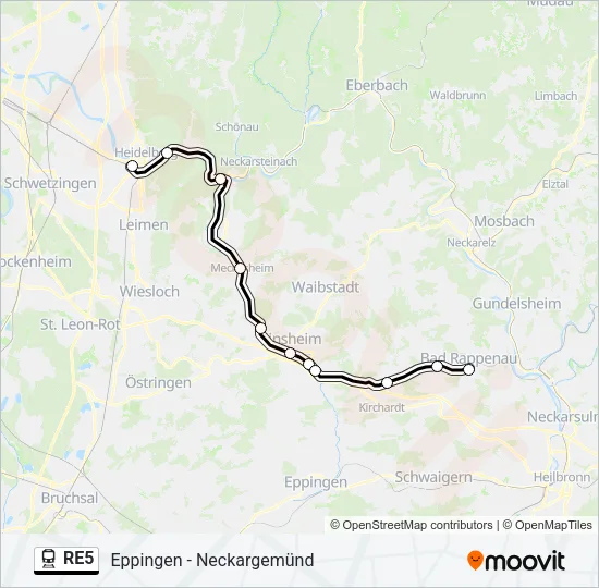 Bahnlinie RE5 Karte