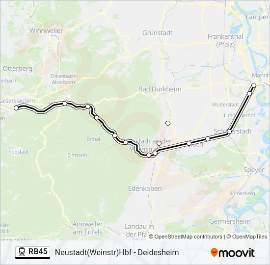 Bahnlinie RB45 Karte