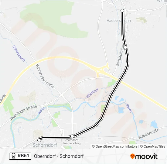 Поезд RB61: карта маршрута