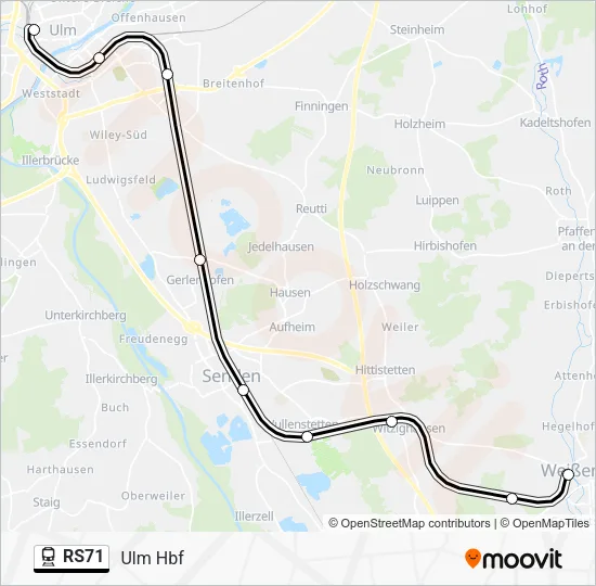 Поезд RS71: карта маршрута