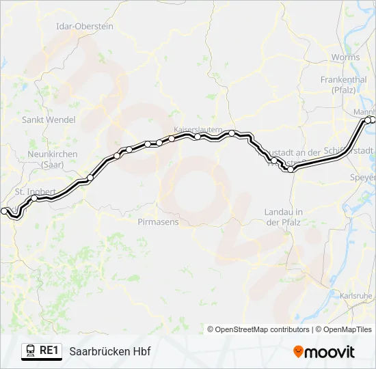 RE1 Train Line Map