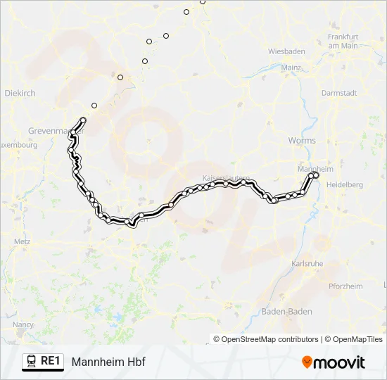 RE1 Train Line Map