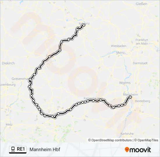 RE1 Train Line Map