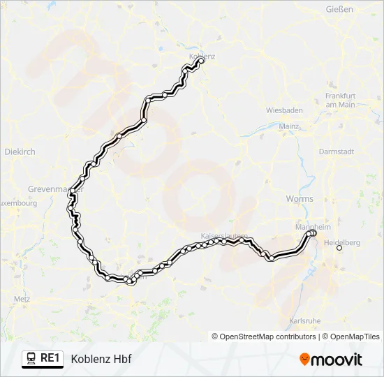 RE1 Train Line Map