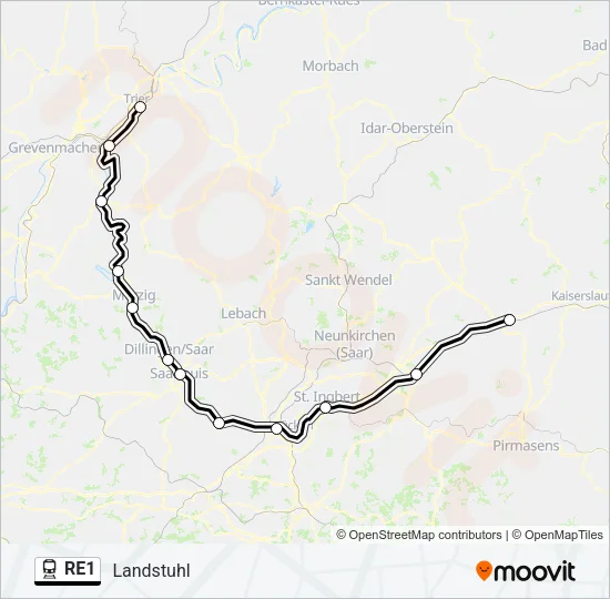 RE1 Train Line Map