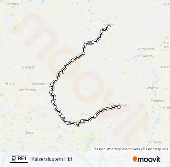 RE1 Train Line Map
