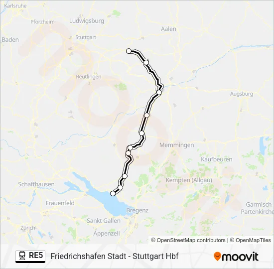 Поезд RE5: карта маршрута