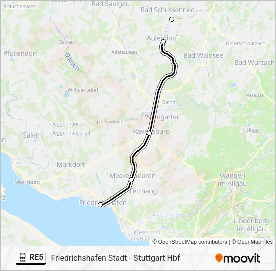 Поезд RE5: карта маршрута