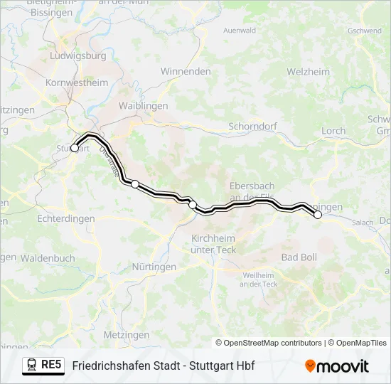 Bahnlinie RE5 Karte