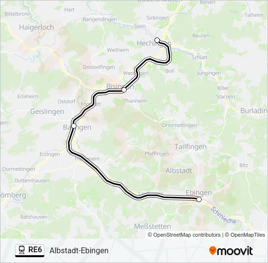 RE6 Train Line Map