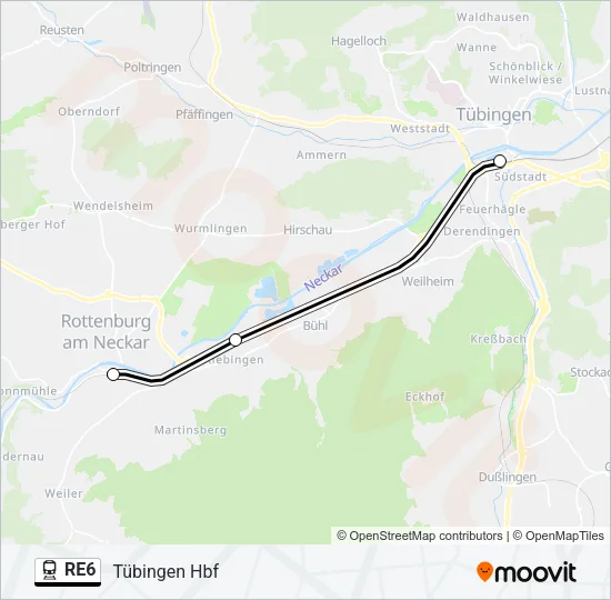 RE6 Train Line Map