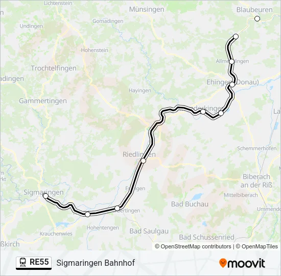 RE55 Train Line Map