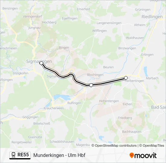 RE55 Train Line Map