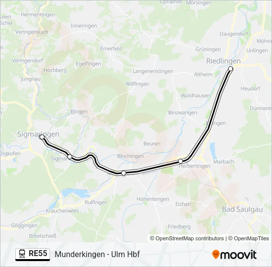 Bahnlinie RE55 Karte