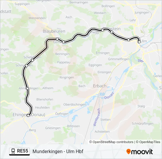 RE55 Train Line Map