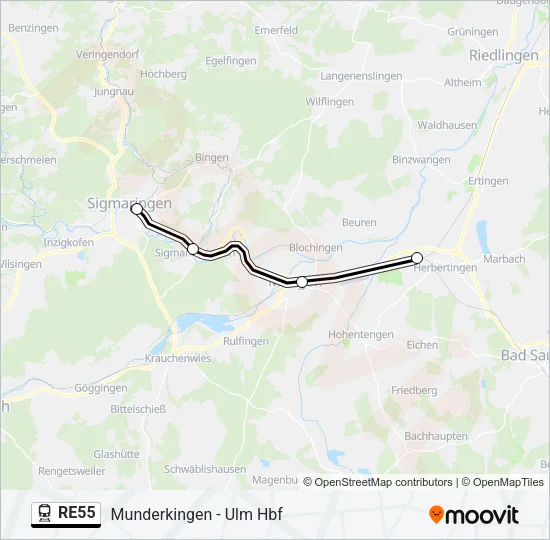 Bahnlinie RE55 Karte