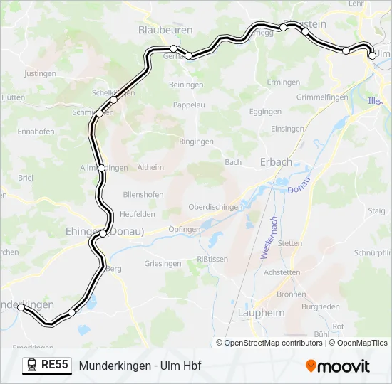 Bahnlinie RE55 Karte