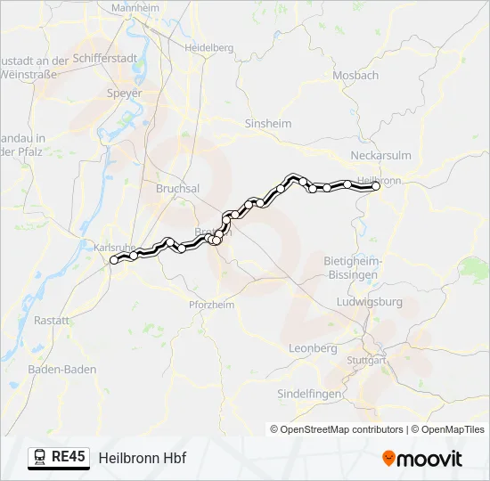 RE45 Train Line Map