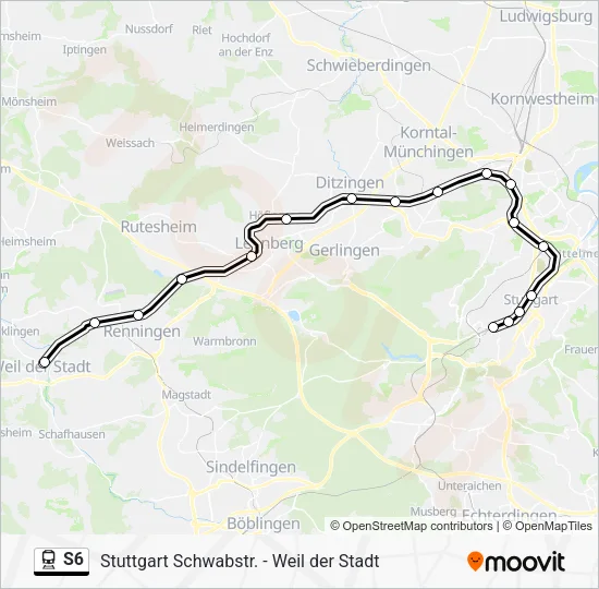 Поезд S6: карта маршрута