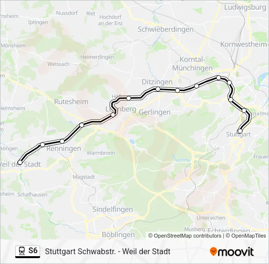 Поезд S6: карта маршрута
