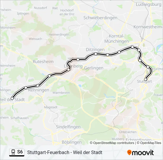 Bahnlinie S6 Karte