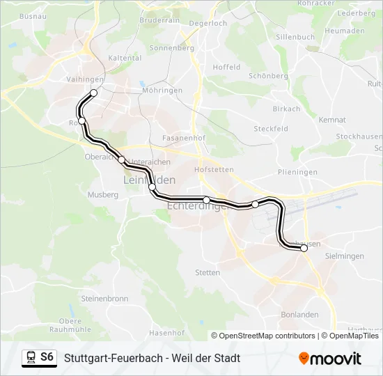 Bahnlinie S6 Karte