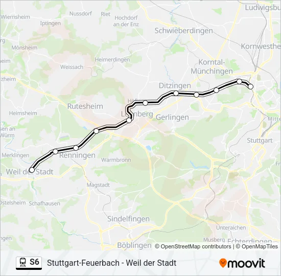 Bahnlinie S6 Karte