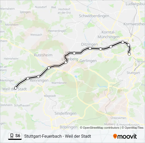 Bahnlinie S6 Karte