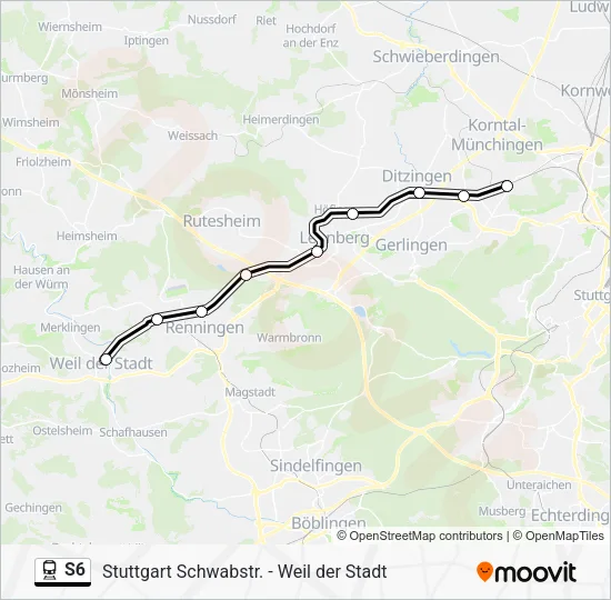 Поезд S6: карта маршрута