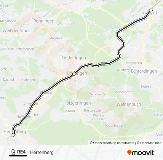 Поезд RE4: карта маршрута