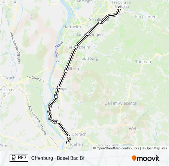 RE7 Train Line Map