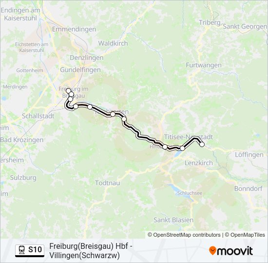 Поезд S10: карта маршрута