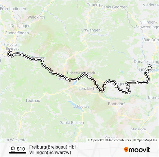 Поезд S10: карта маршрута